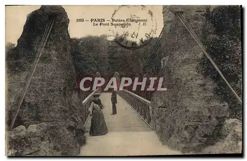 Ansichtskarte AK Paris Buttes Chaumont Le Pont Suspendu