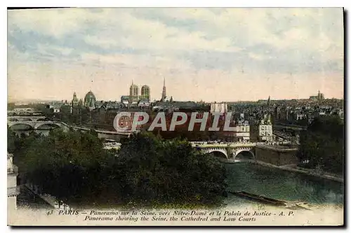 Ansichtskarte AK Paris Panorama sur la Seine vers Notre Dame et le Palais de Justice