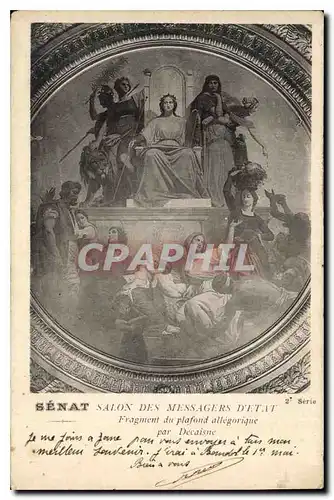 Cartes postales Senat Salon des Messagers d'Etat Fragement du Plafond allegorique par Decaisne