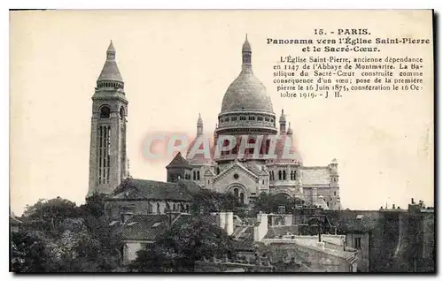 Cartes postales Paris Panorama vers l'eglise Saint Pierre et le Sacre Coeur