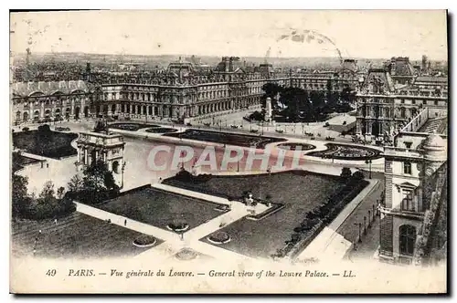 Cartes postales Paris vue generale du Louvre