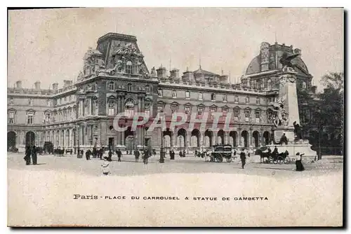 Cartes postales Paris Place du Carrousel et statue de Gambetta