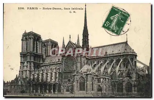 Cartes postales Paris Notre Dame face laterale