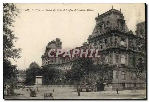 Ansichtskarte AK Paris Hotel de Ville et Statue d'Etienne Marcel