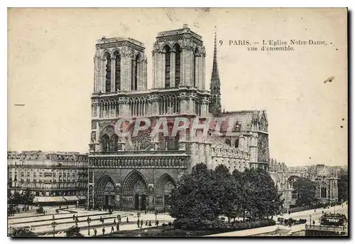 Cartes postales Paris L'Eglise Notre Dame vue d'ensemble