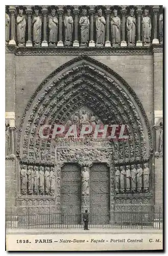 Cartes postales Paris Notre Dame Facade Portail Central