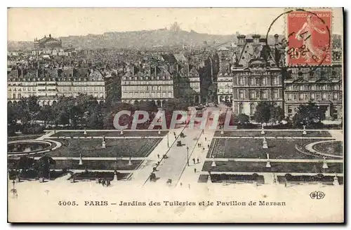 Cartes postales Paris Jardins des Tuileries et le Pavillon de Marsan