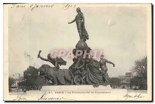 Ansichtskarte AK Paris le Triomphe de la Republique Lion