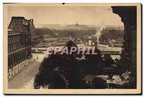 Cartes postales Paris Perspective sur les Tuileries l'Avenue des Champs Elysees et l'Etoil