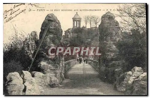 Ansichtskarte AK Paris le pont suspendu aux Buttes Chaumont