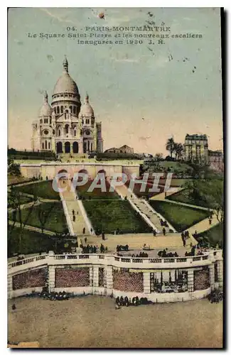 Cartes postales Paris Montmartre le Square Saint Pierre et les Nouveaux escaliers Inaugures en 1930