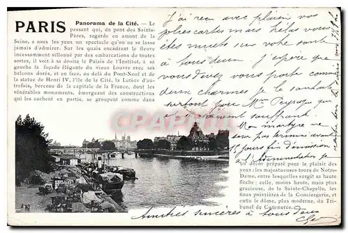 Cartes postales Paris Panorama de la Cite le Passant Qui du Pont des Saints Peres regarde au amont de la Seine