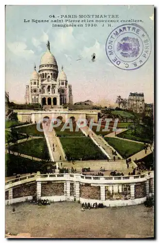 Cartes postales Paris Montmartre Le Square Saint Pierre et les nouveaux escaliers inaugures en 1930