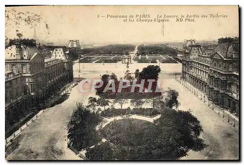 Ansichtskarte AK Panorama de Paris Le Louvre le Jardin des Tuileries et les Champs Elysees