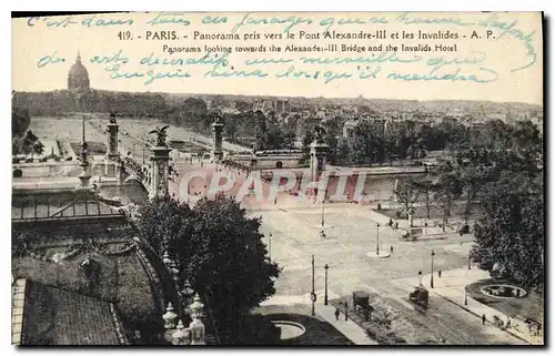 Cartes postales Paris Panorama pris vers le Pont Alexandre III et les Invalides