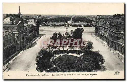 Ansichtskarte AK Panorama de Paris Le Louvre le Jardin et les Champs Elysees