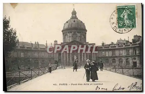 Cartes postales Paris Pont des Arts et Institut