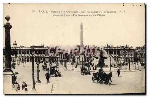 Ansichtskarte AK Paris Place de la Concorde Les Fontaines et l'Obelisque