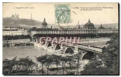 Cartes postales Lyon Pont de la Guillotiere l'Hotel Dieu et Coteau de Fourviere