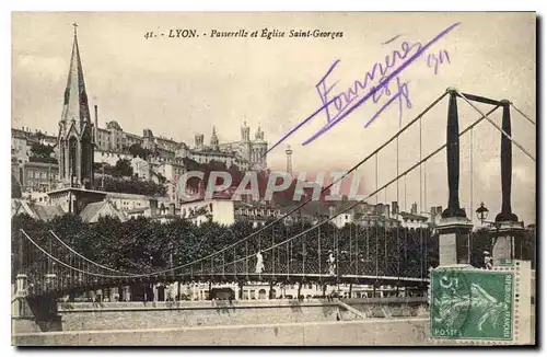 Ansichtskarte AK Lyon Passerelle et Eglise Saint Georges