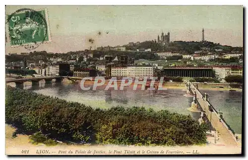 Ansichtskarte AK Lyon Pont du Palais de Justice le Pont Tilsitt et le Coteau de Fourviere