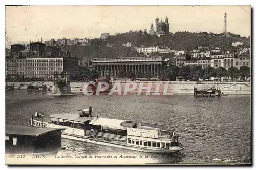 Ansichtskarte AK Lyon La Saone Coteau de Fourviere et Ascenseur de la Tour