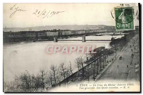 Cartes postales Lyon La Crue du Rhone Vue generale Les Quais envalus