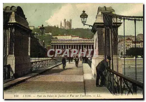 Ansichtskarte AK Lyon Pont du Palais de Justice et Vue sur Fourviere