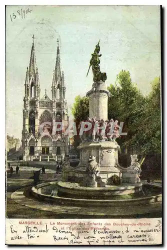 Ansichtskarte AK Marseille Le Monument des Enfants des Bouches du Rhone et l'Eglise des Reformes