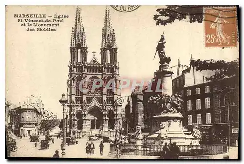 Cartes postales Marseille Eglise St Vincent de Paul et le Monument des Mobiles