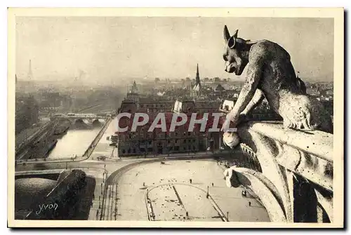 Ansichtskarte AK Paris Notre Dame de Paris Le Parvis de Notre Dame et perspective sur la Seine