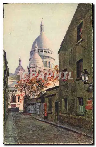 Cartes postales Paris Montmartre La Basilique vue de la Rue du Chevalier de la Barre