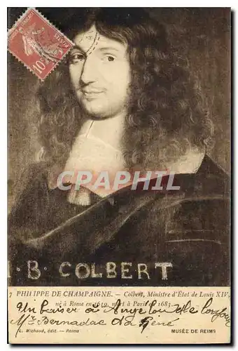 Cartes postales Philippe de Champaigne Colbert Ministre d'Etat de Louis XIV