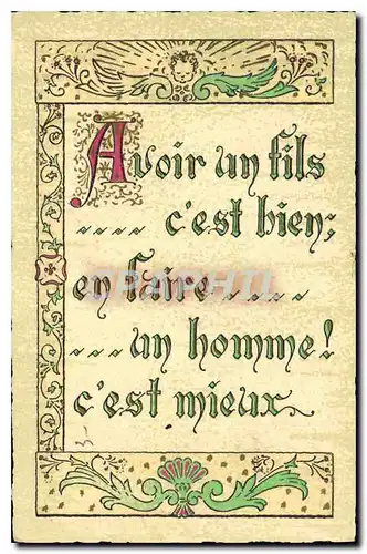 Cartes postales Avoir un fils c'est bien en faire un homme c'est mieur