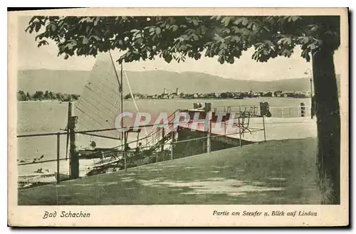 Cartes postales Bad Schachen Partie am Seeufer u Blick auf Lindau