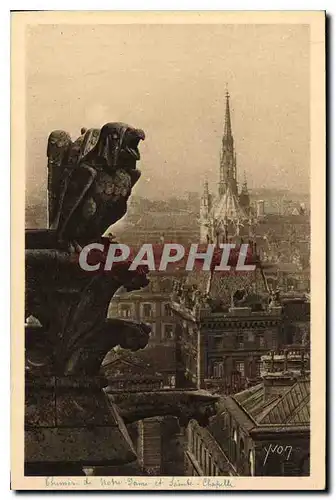 Cartes postales Paris Chimere de Notre Dame et Sainte Chapelle