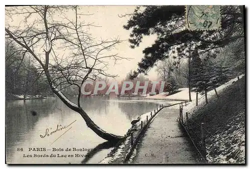 Ansichtskarte AK Paris Bois de Boulogne Les Bords du Lac en Hiver