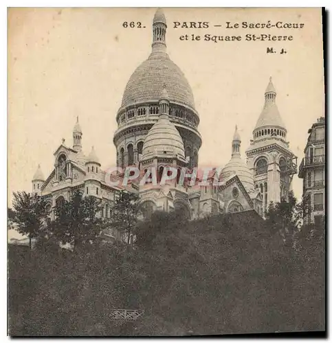 Cartes postales Paris le Sacre Coeur et le Square St Pierre