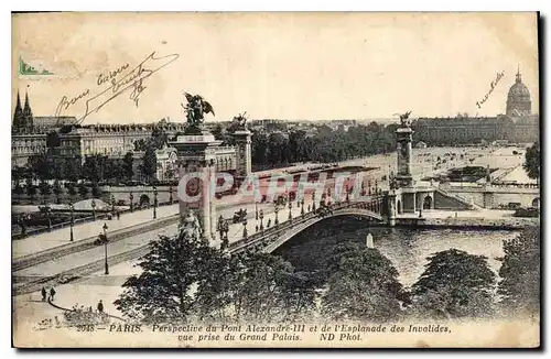 Ansichtskarte AK Paris Perspective du Pont Alexandre III et de l'Esplanade des Invalides vue prise du Grand Palai