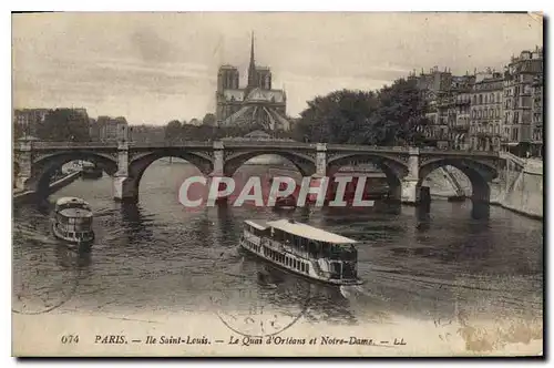 Ansichtskarte AK Paris Ile Saint Louis le Quai d'Orleans et Notre Dame