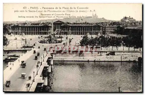 Ansichtskarte AK Paris Panorama de la Place de la concorde pris vers le Sacre Coeur de Montmartre et l'Opera a dr