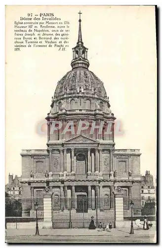 Cartes postales Paris Dome des Invalidess Eglise construite par Mansart en 1706