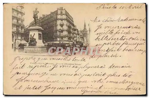 Cartes postales Paris Place Maubert Statue d'Etienne Dolet