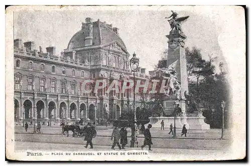 Cartes postales Paris Place du Carrousel et statue de Gambetta