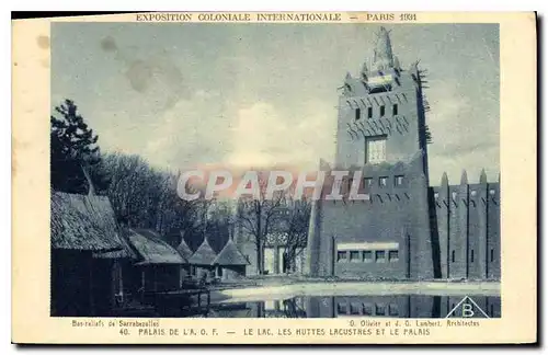 Cartes postales Exposition Coloniale Internationale Paris 1931 Palais de l'AOF le Lac les Huttes Lacustres et le