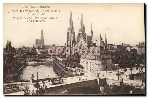 Ansichtskarte AK Strasbourg Pont des Vosges Eglise Protestante et Cathedrale