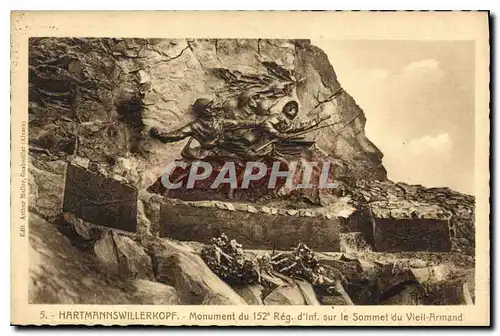 Ansichtskarte AK Hartmannswillerkopf Monument du 152 Reg d'Inf sur le Sommet du Vieil Armand