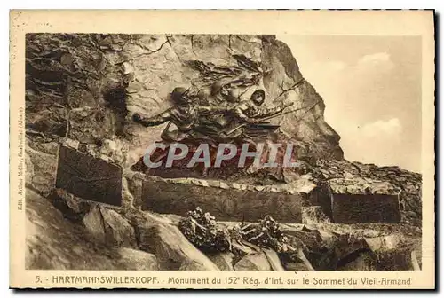 Cartes postales Hartmannswillerkopf Monument du 152 Reg d'Inf sur le Sommet du Vieil Armand