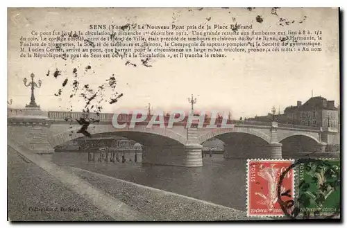 Cartes postales Sens Yonne le Nouveau Pont pris de la Place Boffrand