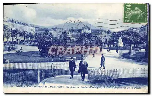 Ansichtskarte AK Nice vue d'ensemble du Jardin Public Au fond le Casino Municipal a droit Monument de la Poesie